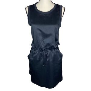 Banana Republic Dress Sporty Solid‎ True Navy Sleeveless Tank Tie Waist Size S